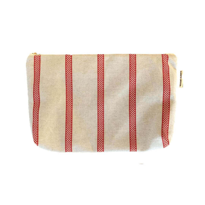 cut image of ca linen and cotton cosmetic bag with red stripes