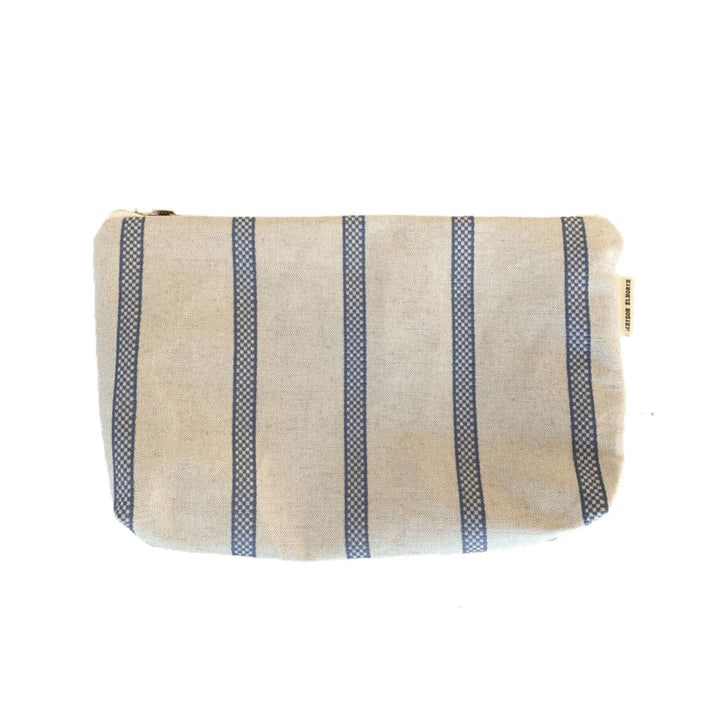 Blue Striped linen wash bag, large , cut image