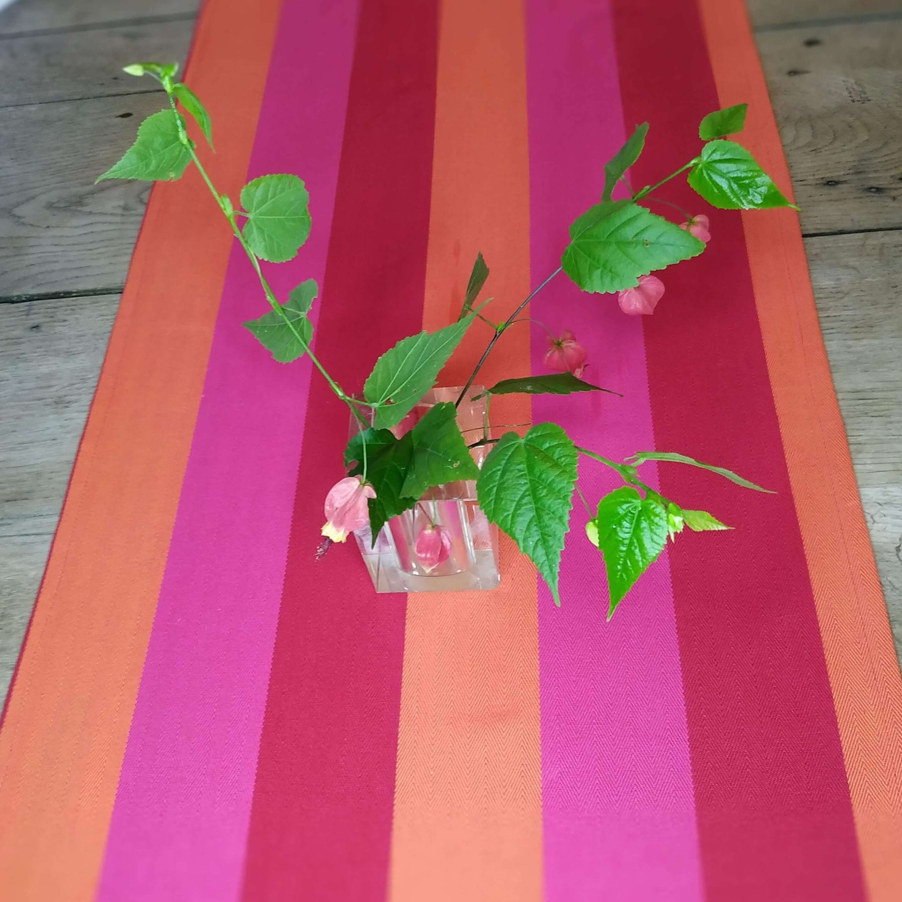 pink orange table sustainable Red cotton runner